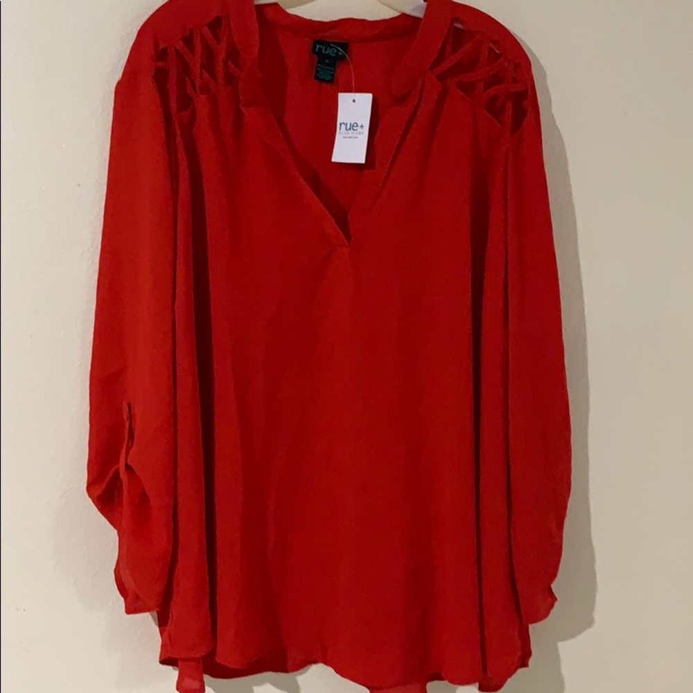 Long sleeves red blouse 3X